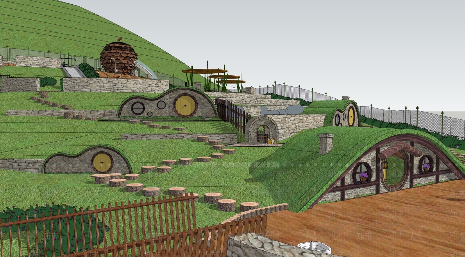 现代日式文旅项目景观SU模型下载【ID:1202875461】