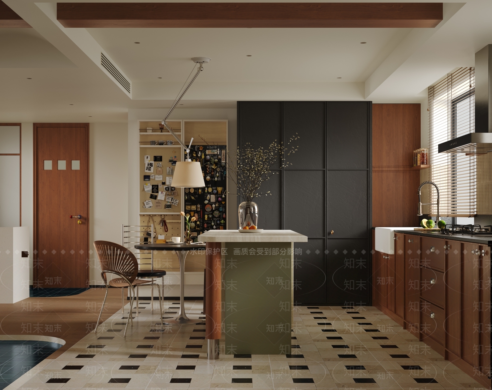 中古复古开放式厨房3D模型下载【ID:1202876876】