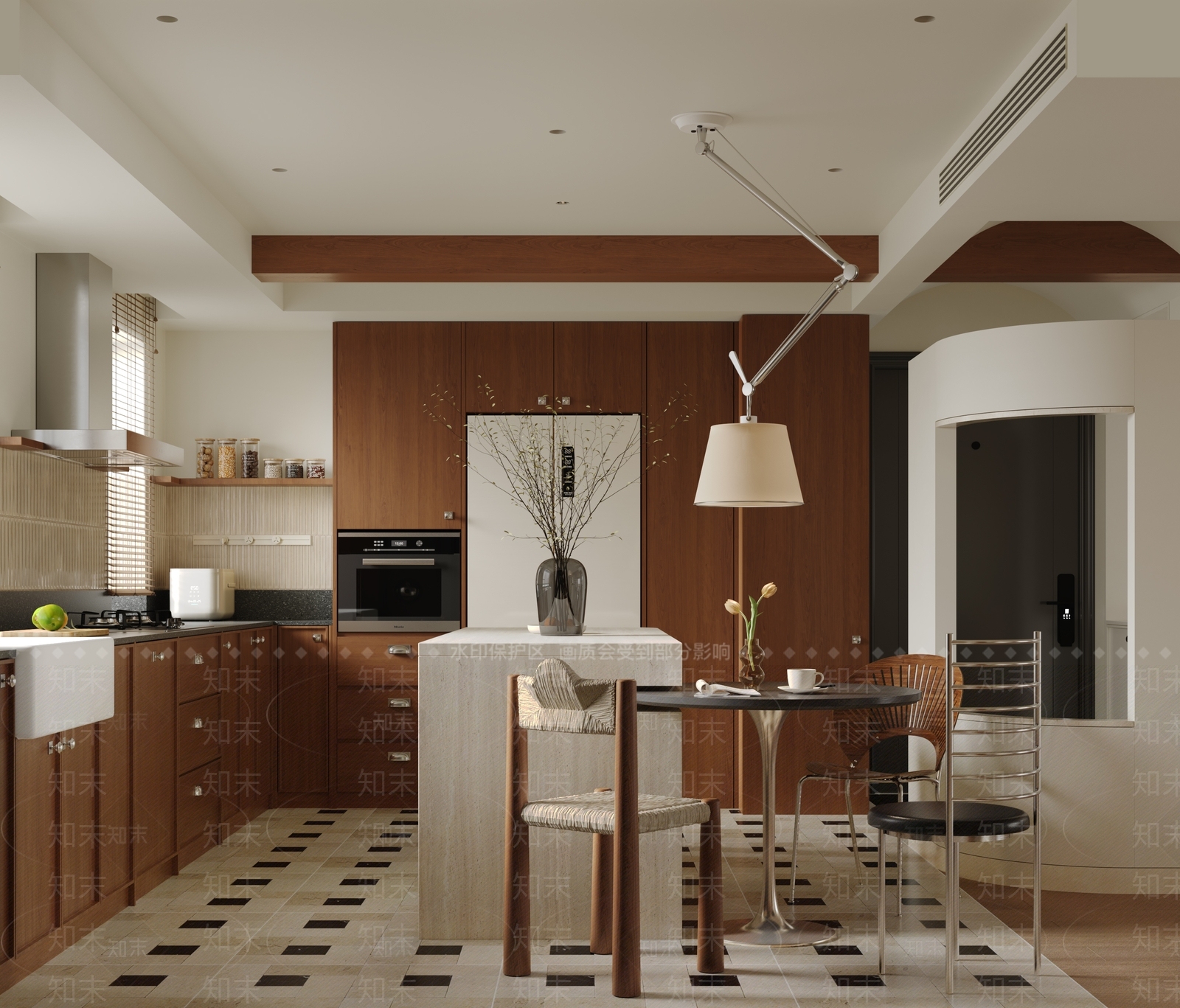 中古复古开放式厨房3D模型下载【ID:1202876876】