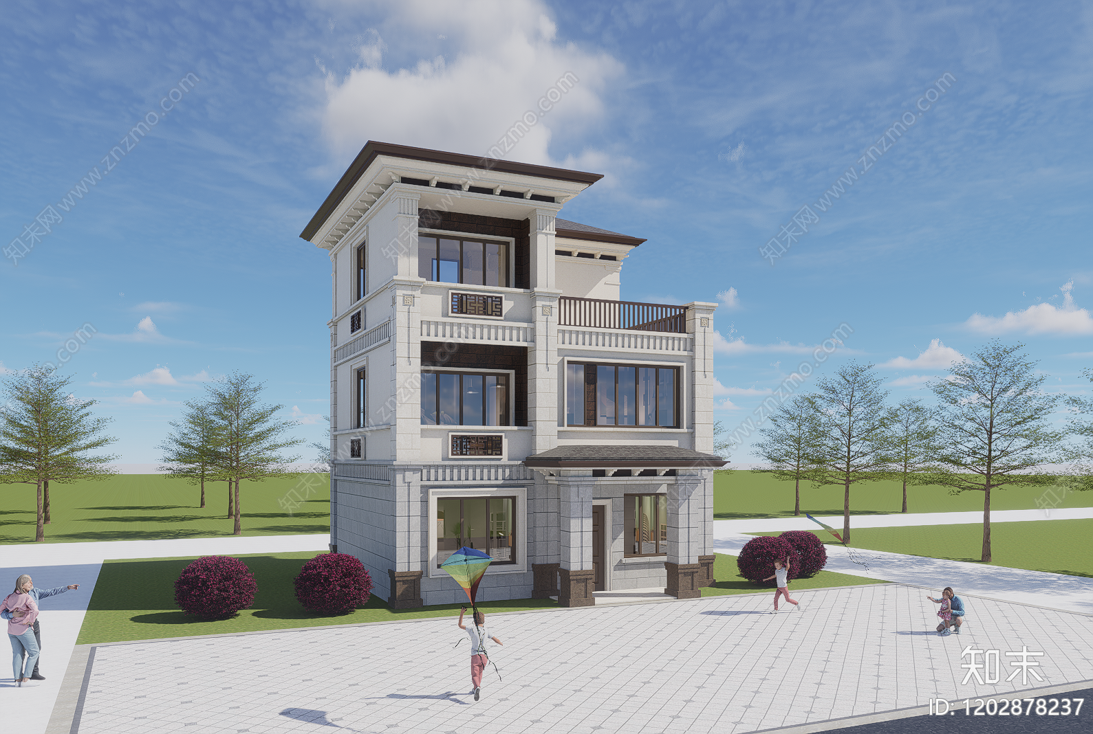 新中式别墅建筑施工图下载【ID:1202878237】