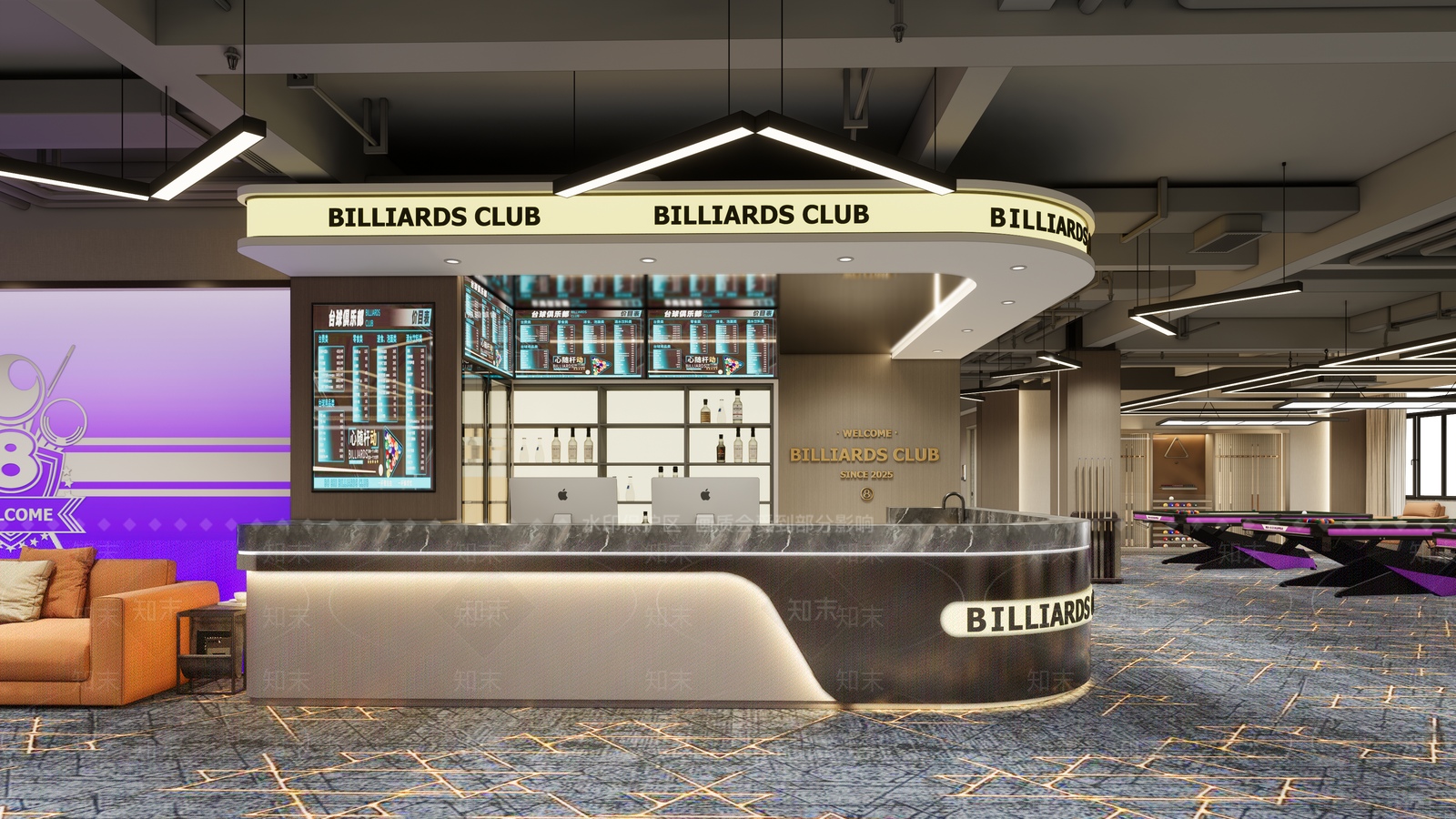 现代简约台球室SU模型下载【ID:1202879674】
