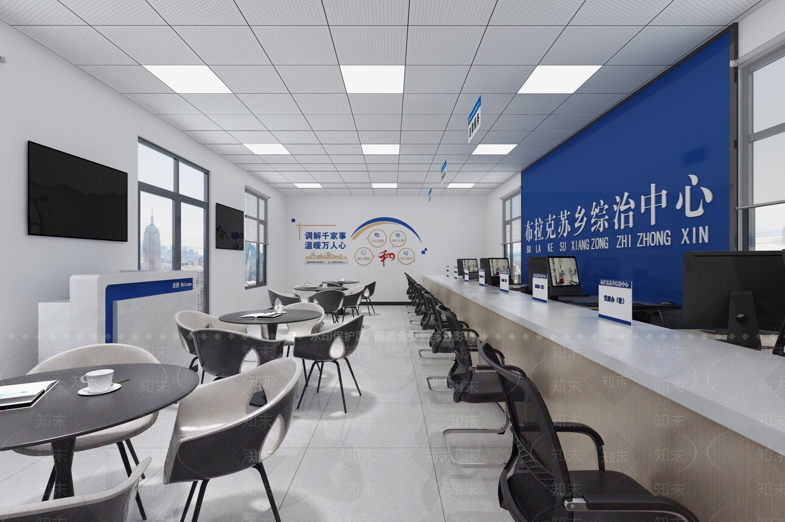 现代办公大厅3D模型下载【ID:1202879086】