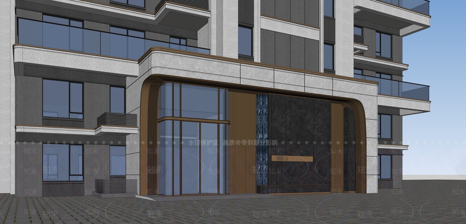 现代小区建筑SU模型下载【ID:1202879828】