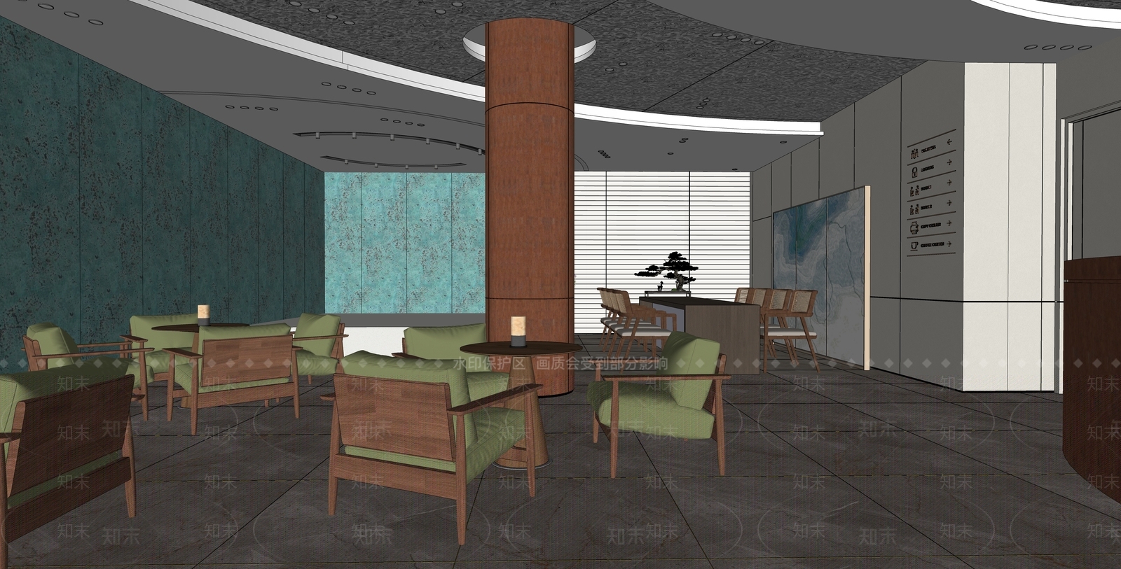 现代轻奢酒店大堂SU模型下载【ID:1202883285】
