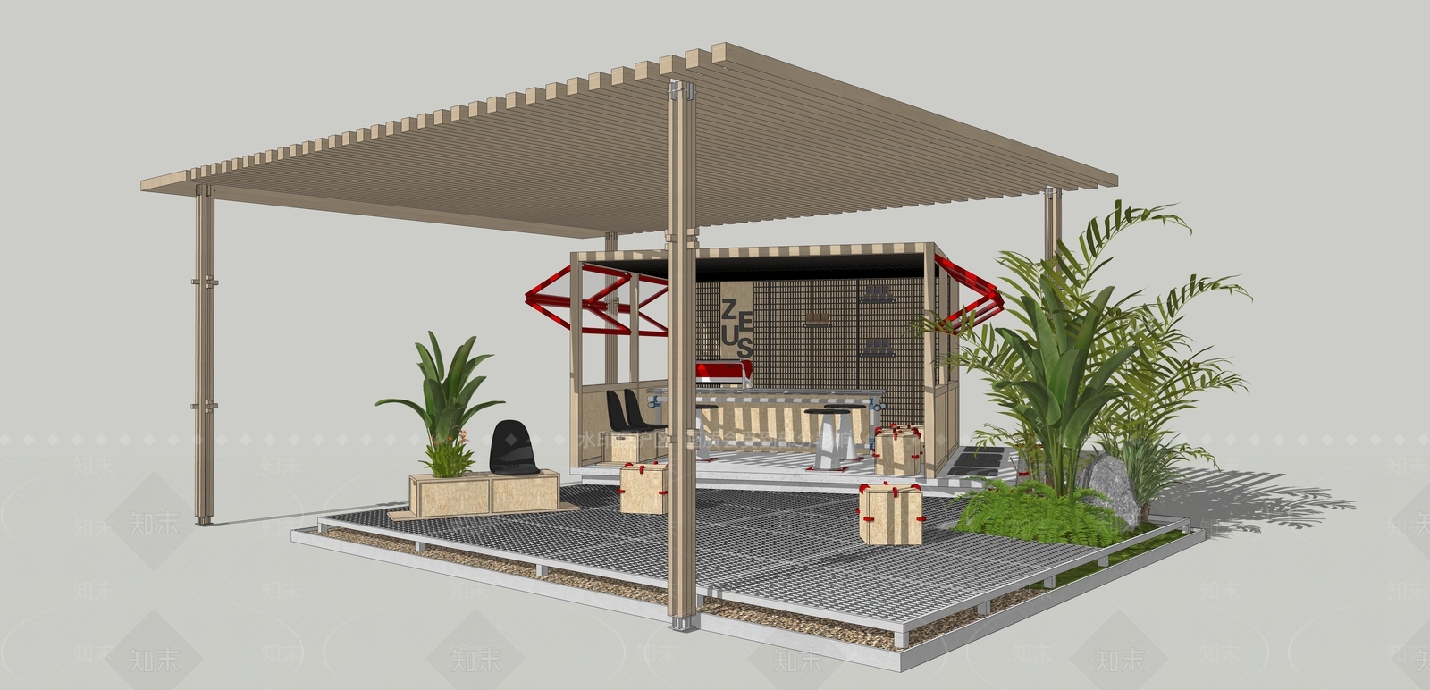 现代咖啡厅SU模型下载【ID:1202883692】