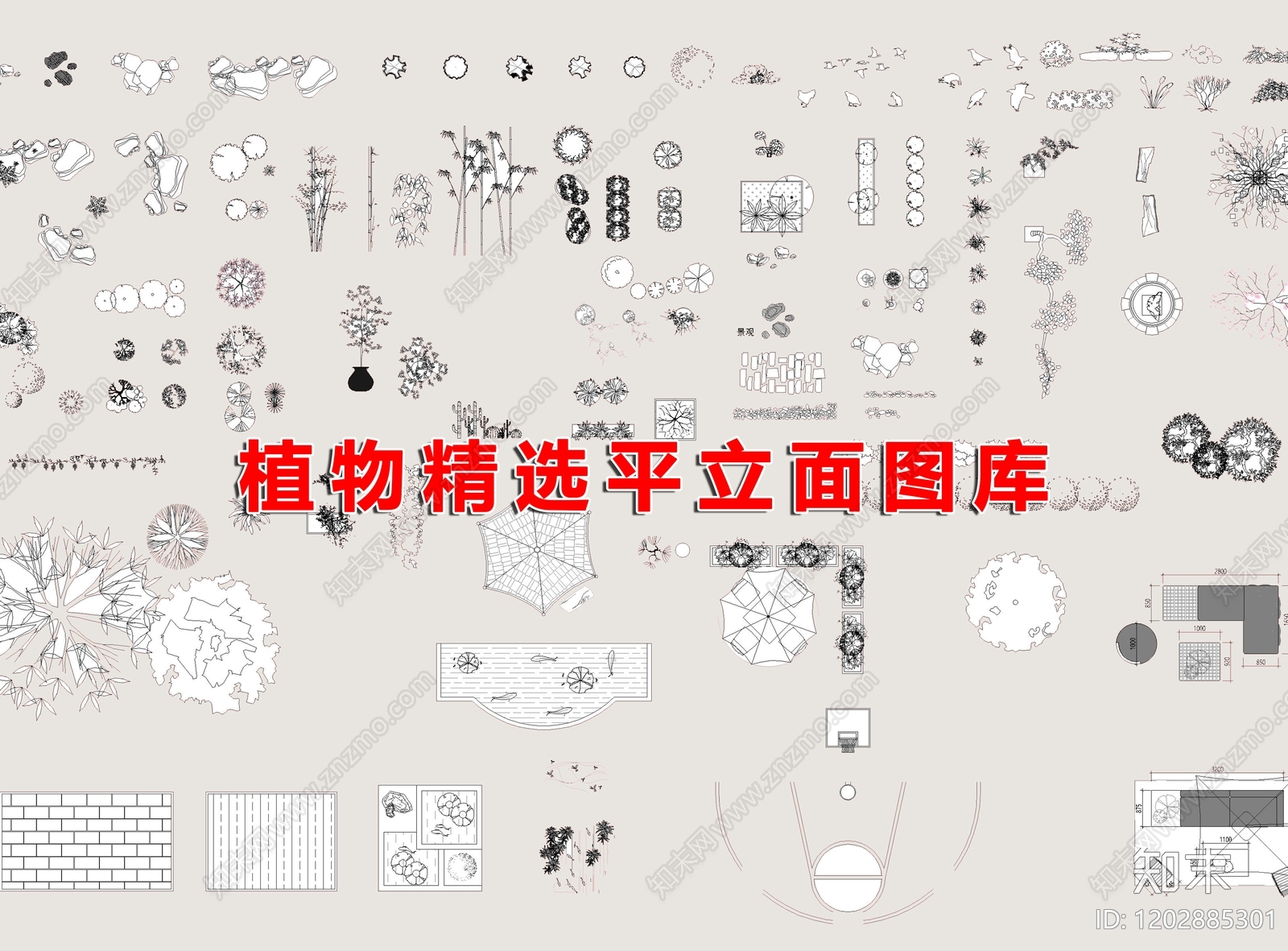 现代综合植物图库cad施工图下载【ID:1202885301】