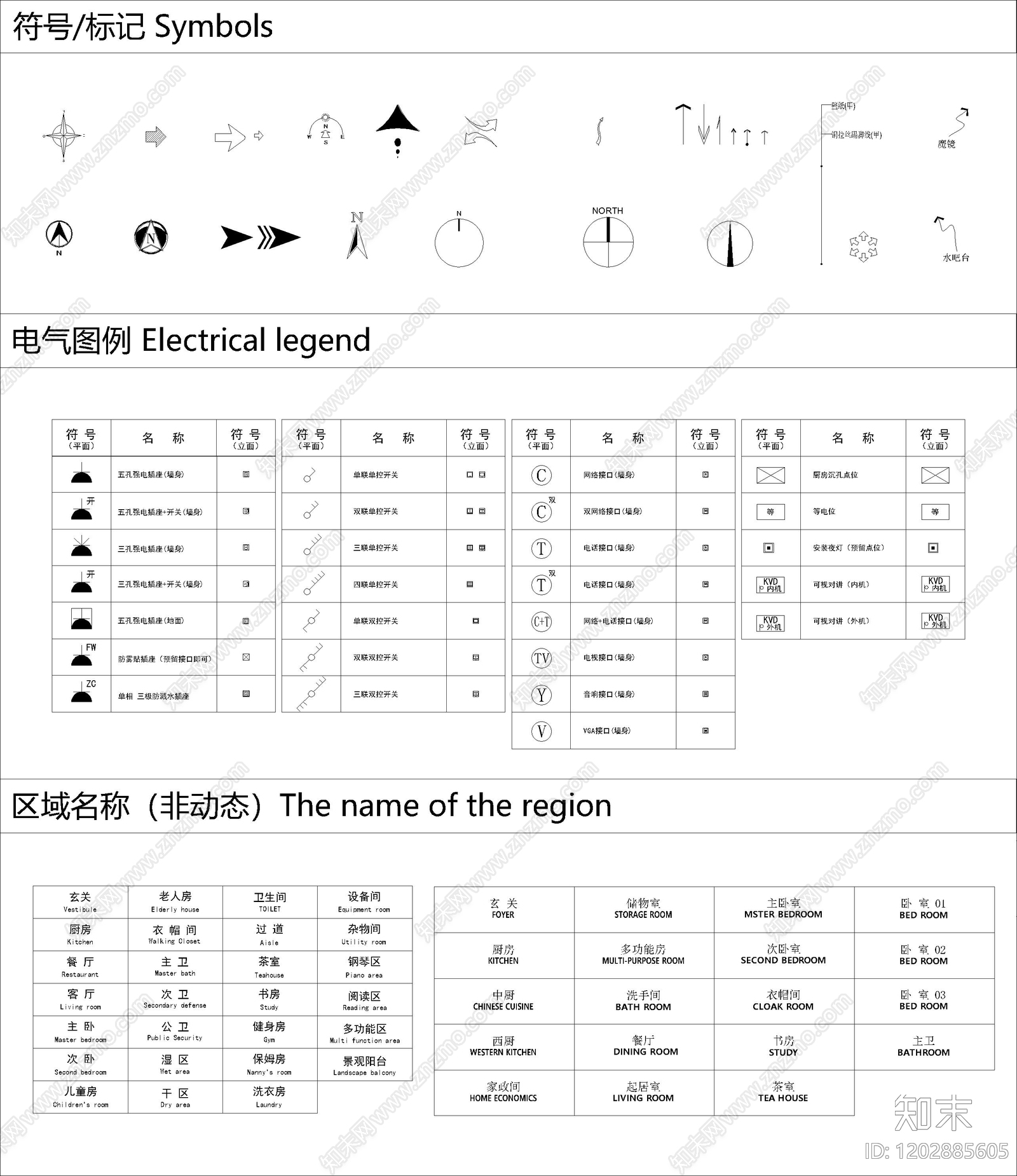 现代图例cad施工图下载【ID:1202885605】