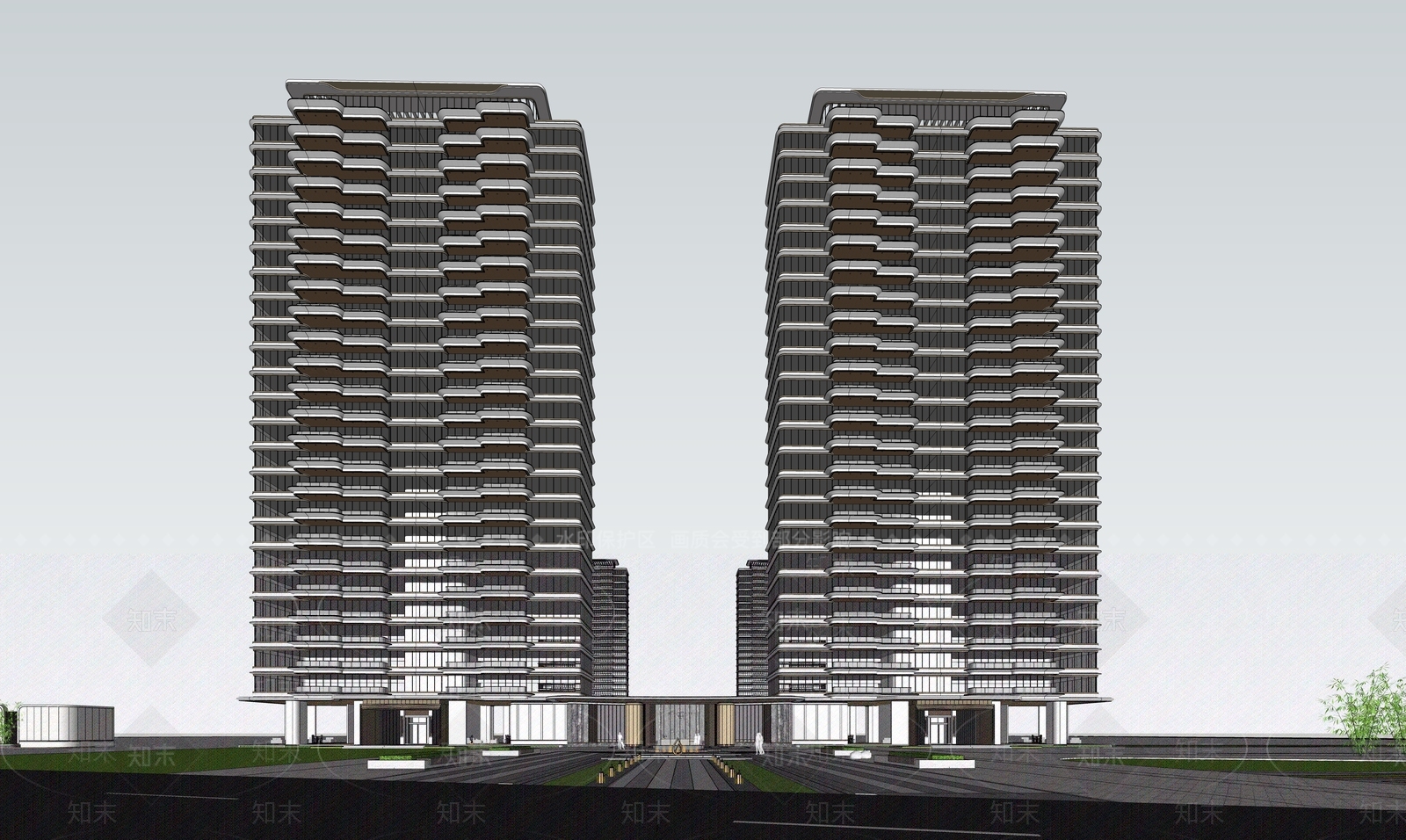 现代高层住宅SU模型下载【ID:1202886610】