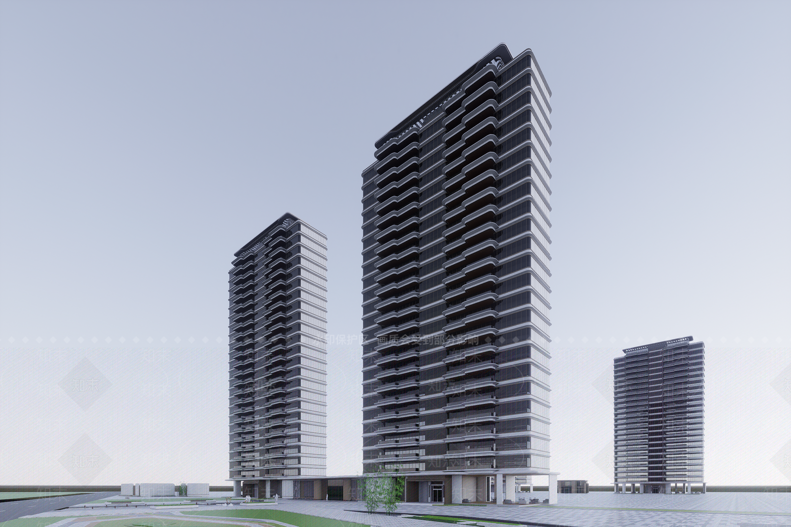 现代高层住宅SU模型下载【ID:1202886610】