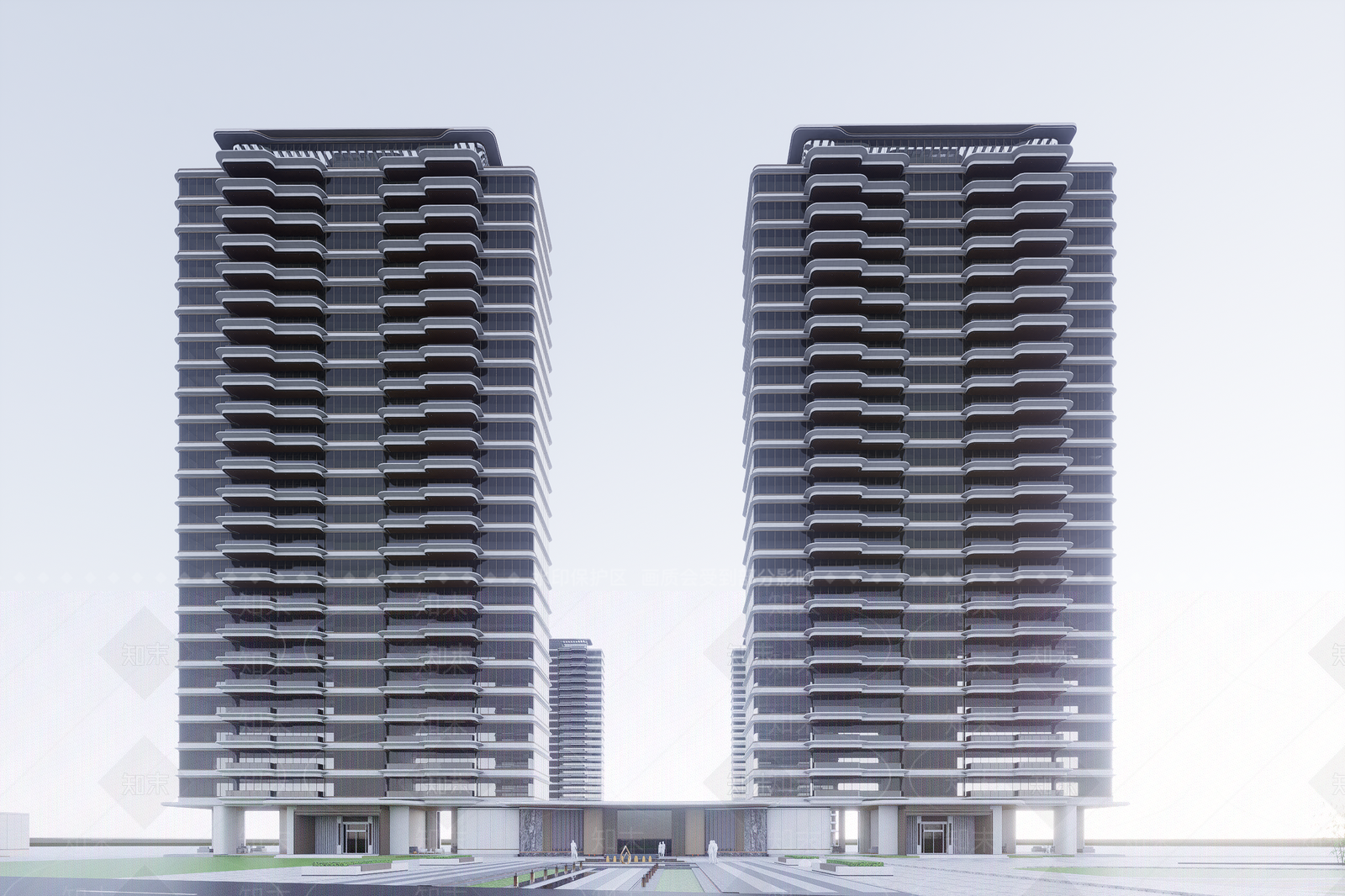 现代高层住宅SU模型下载【ID:1202886610】