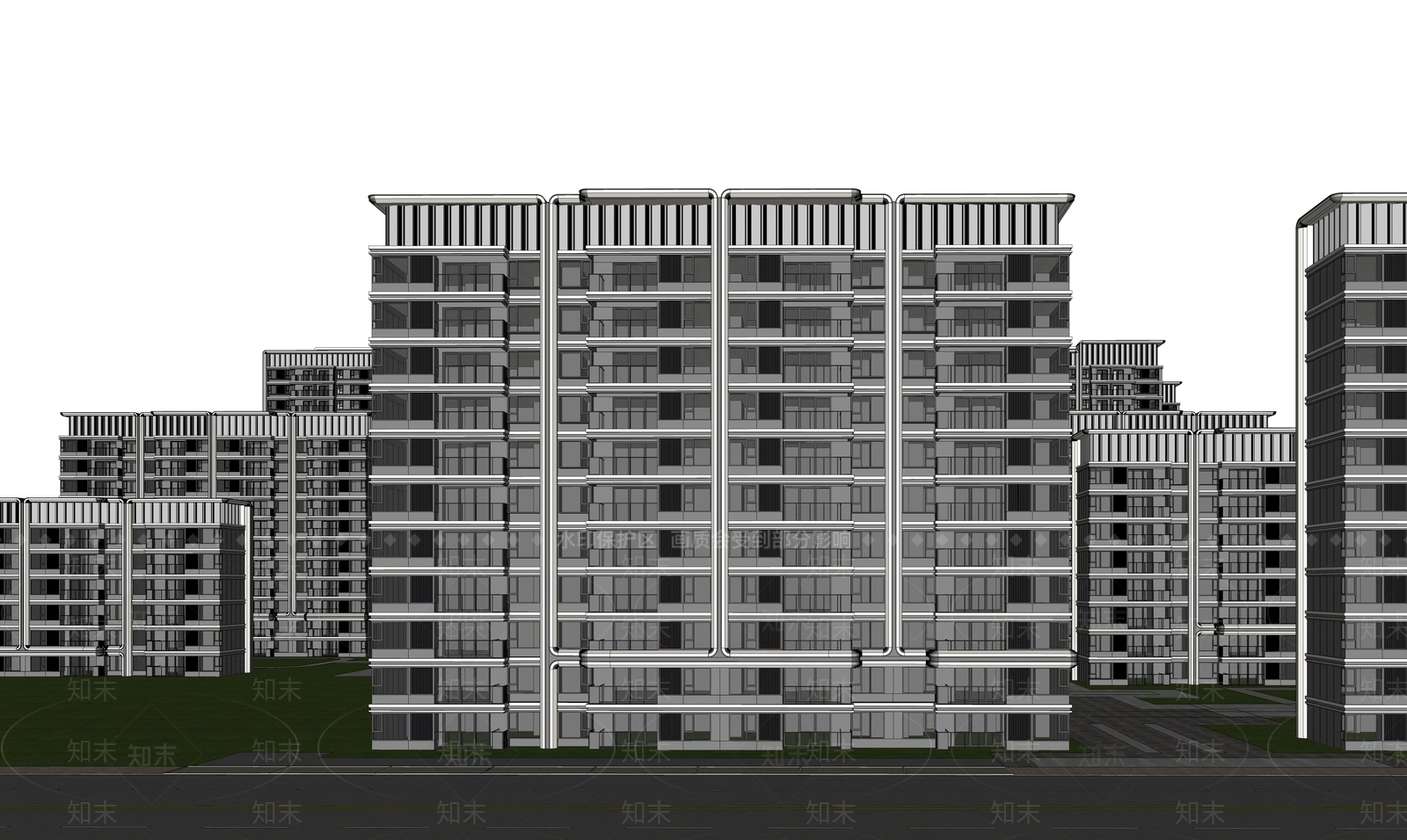 现代高层住宅SU模型下载【ID:1202889204】