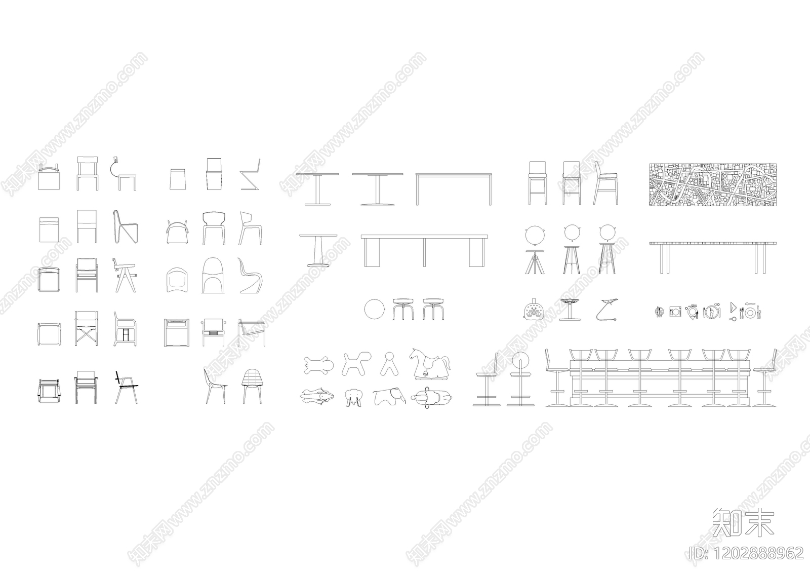 现代意式桌椅cad施工图下载【ID:1202888962】