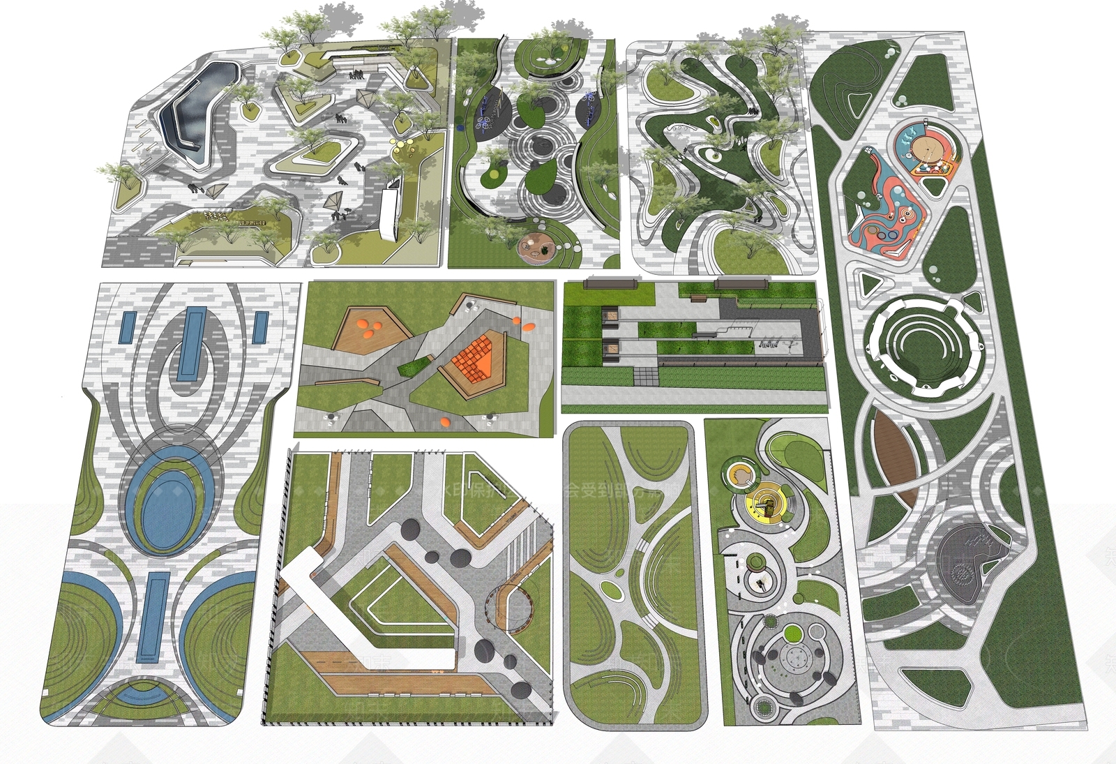 现代景观公园SU模型下载【ID:1202980955】