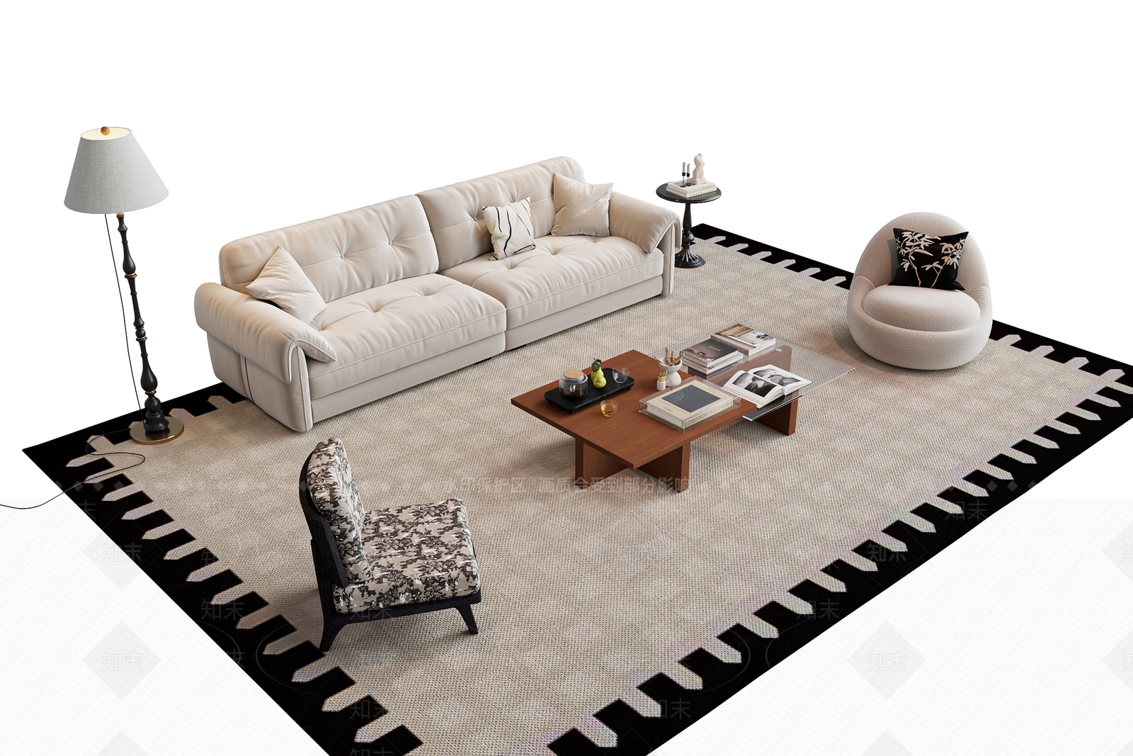 法式中古沙发组合SU模型下载【ID:1202890295】