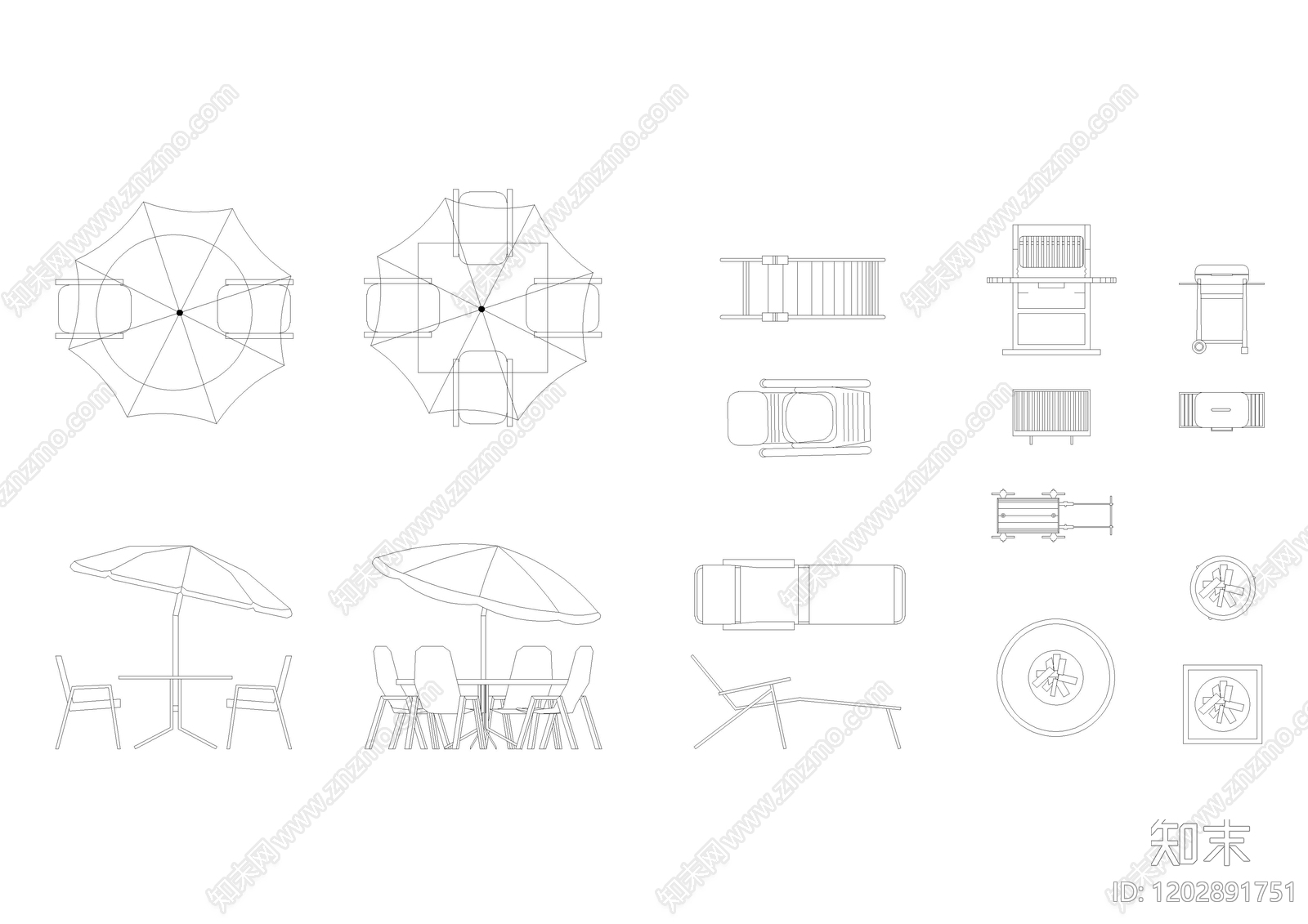 现代家具图库cad施工图下载【ID:1202891751】