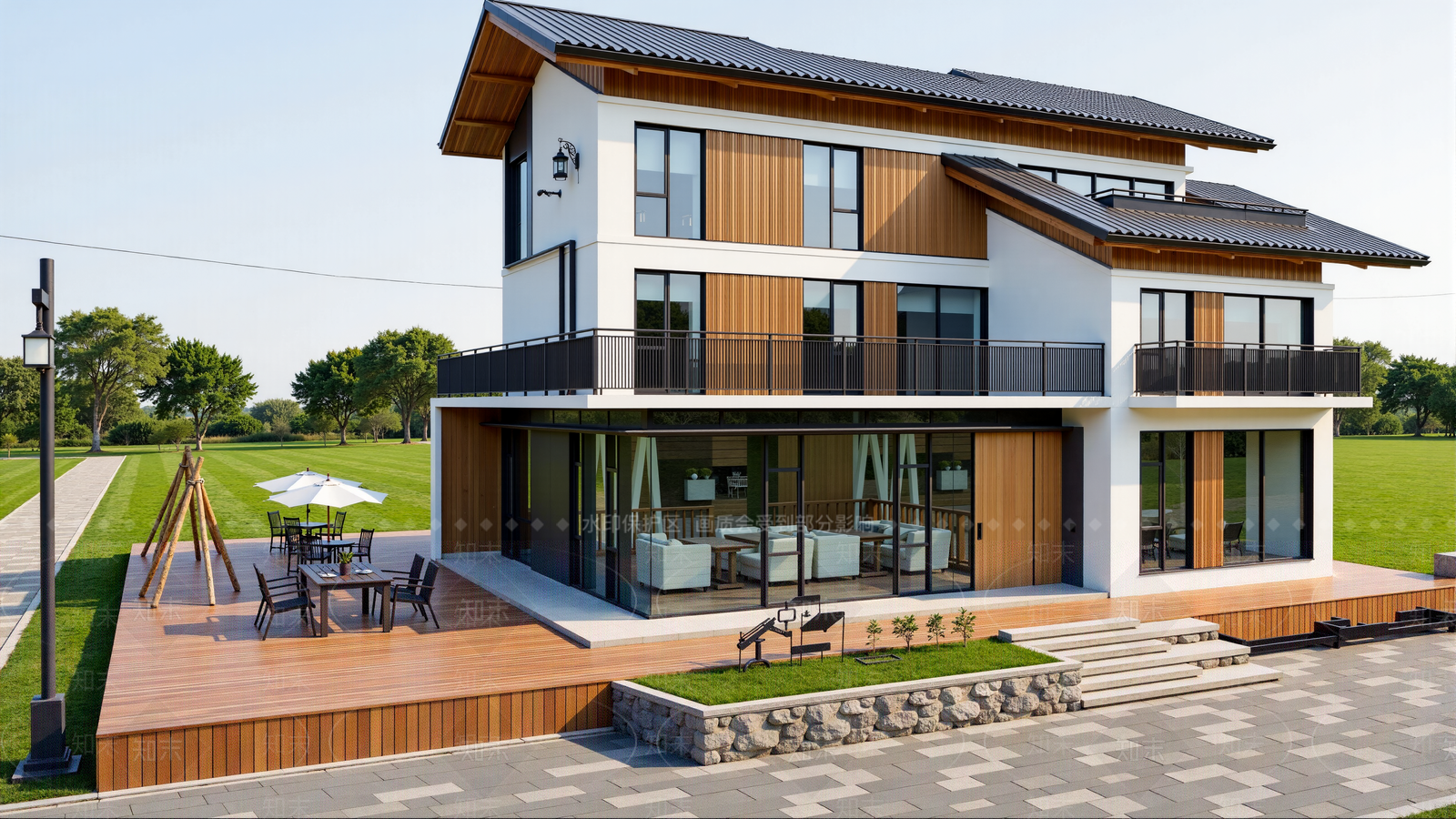 现代民宿建筑SU模型下载【ID:1203339779】