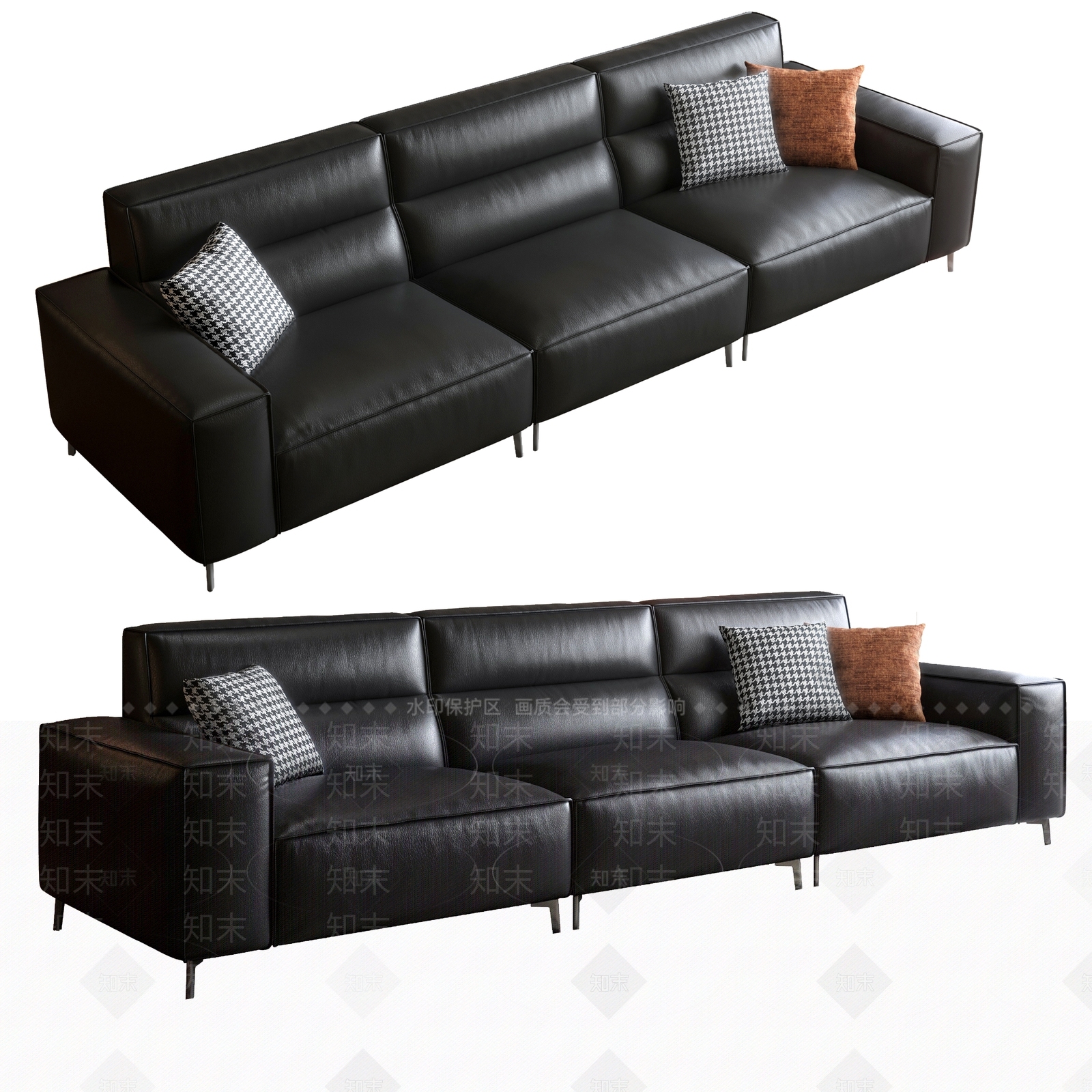 现代意式三人沙发3D模型下载【ID:1202893048】