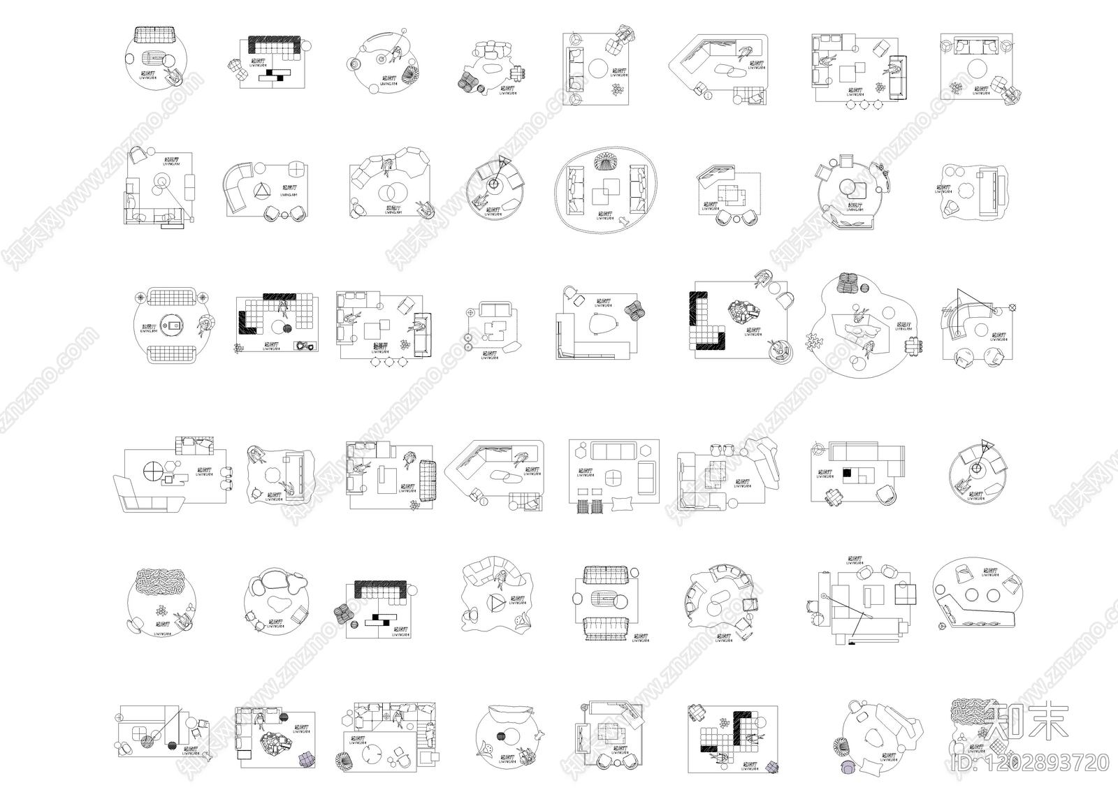 现代家具图库cad施工图下载【ID:1202893720】
