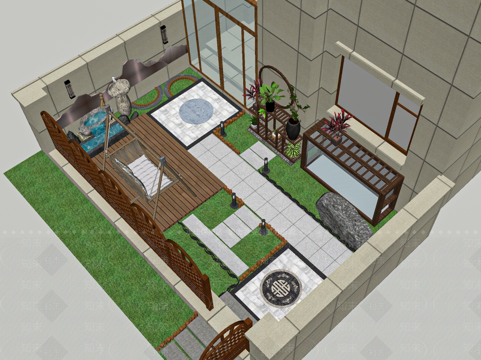 现代别墅庭院SU模型下载【ID:1202894443】