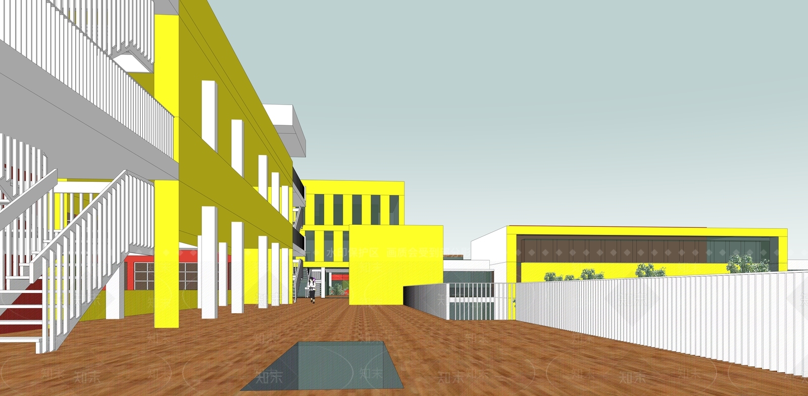 现代学校建筑SU模型下载【ID:1202895991】