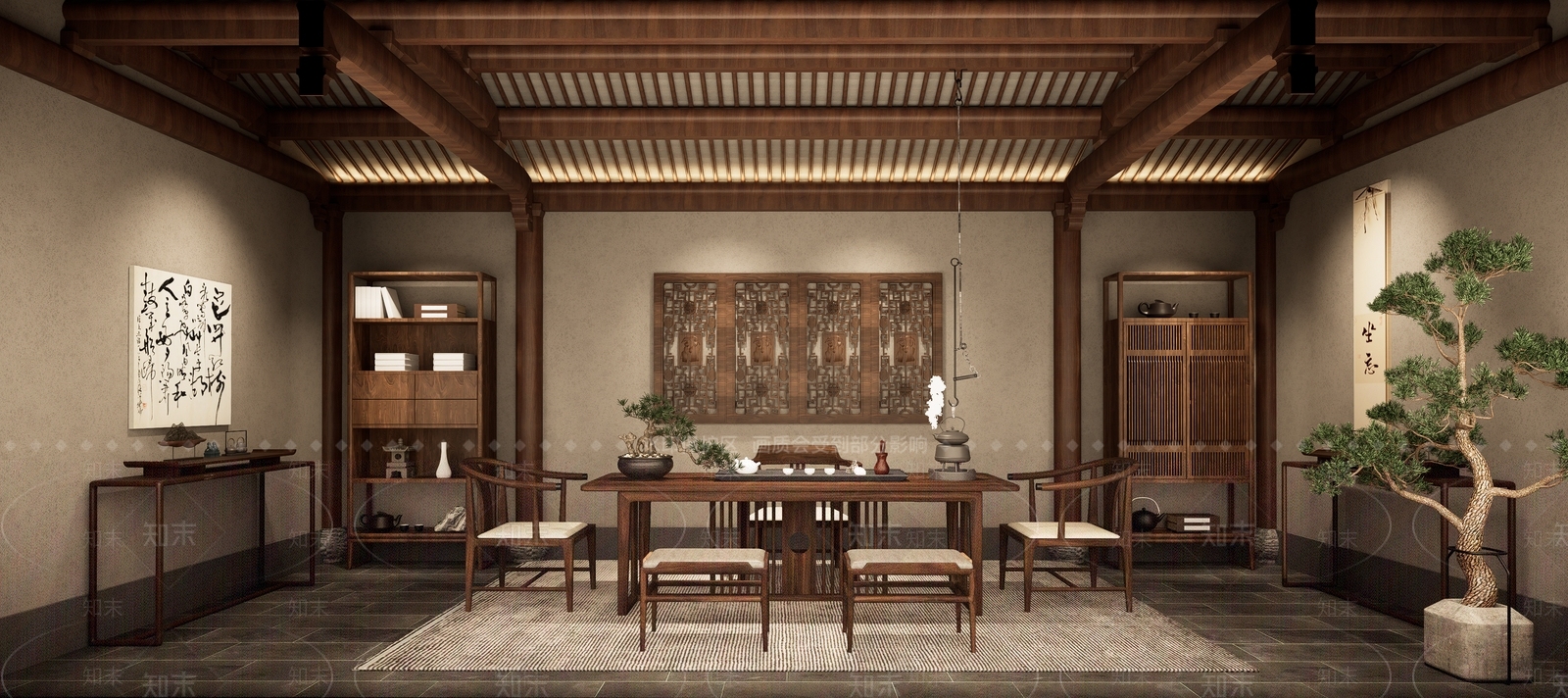 中式禅意茶室SU模型下载【ID:1202897679】