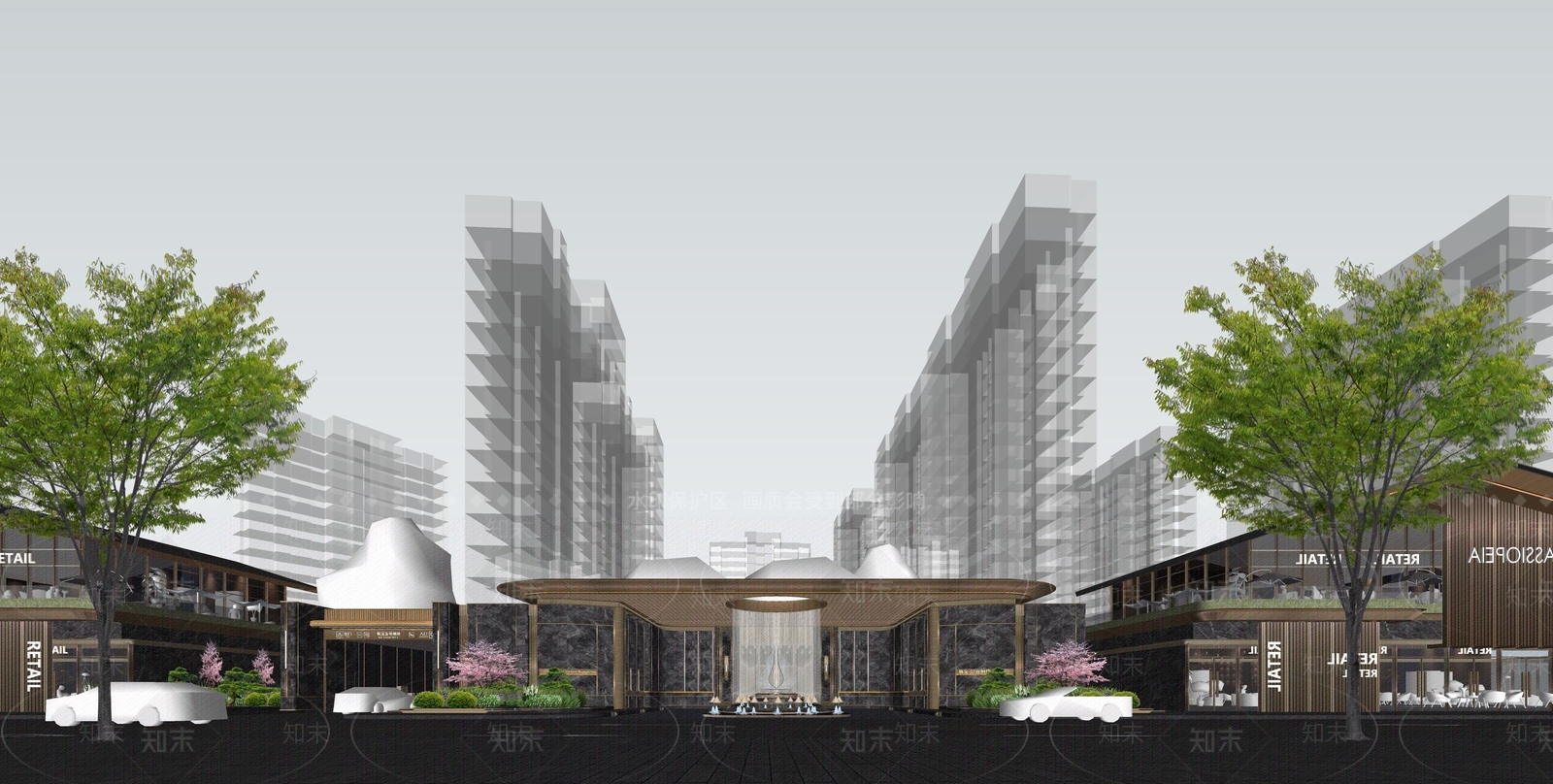 现代轻奢入口大门SU模型下载【ID:1202897595】