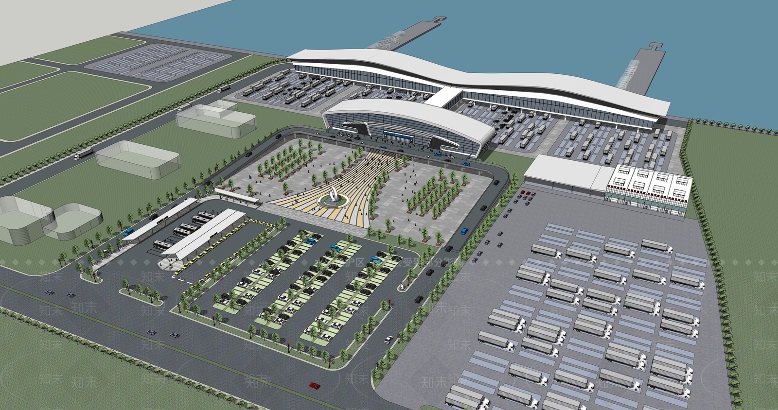 现代火车站SU模型下载【ID:1202897531】