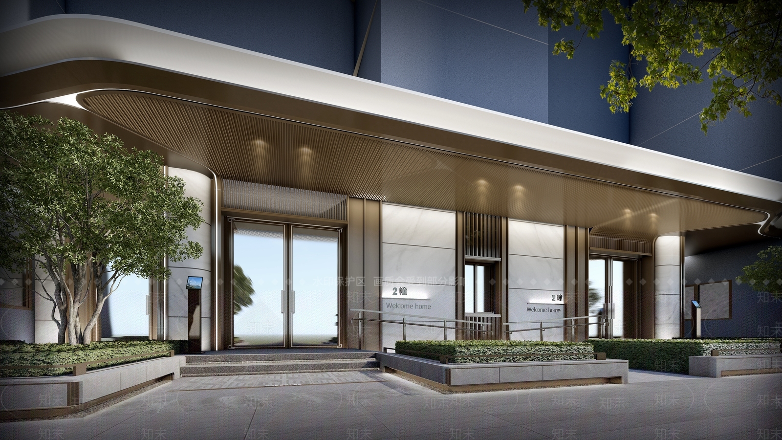 现代新中式入口大门SU模型下载【ID:1202897763】