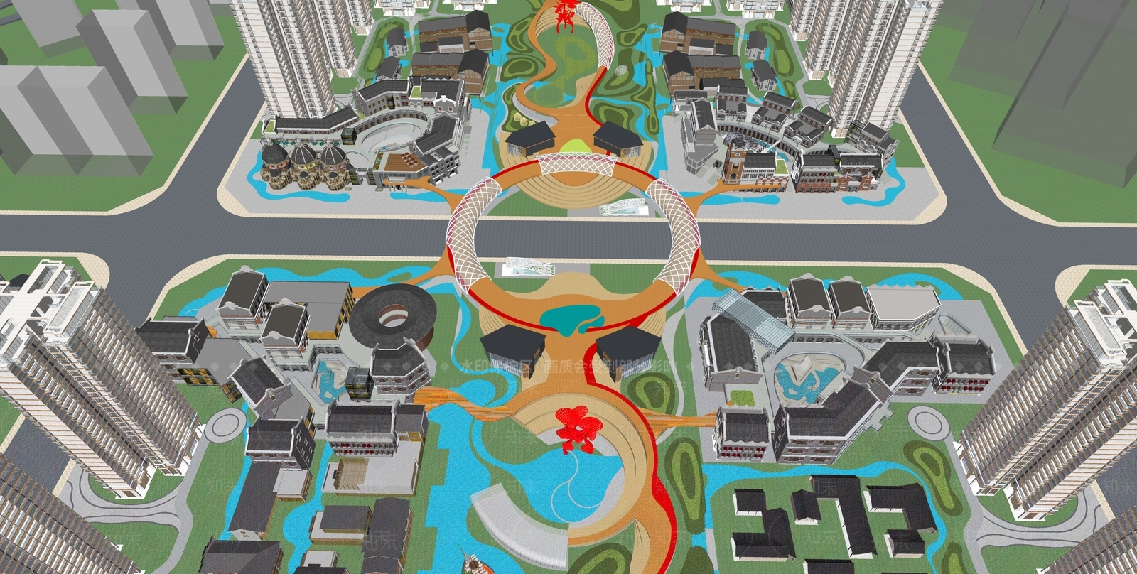现代景观公园SU模型下载【ID:1202897844】