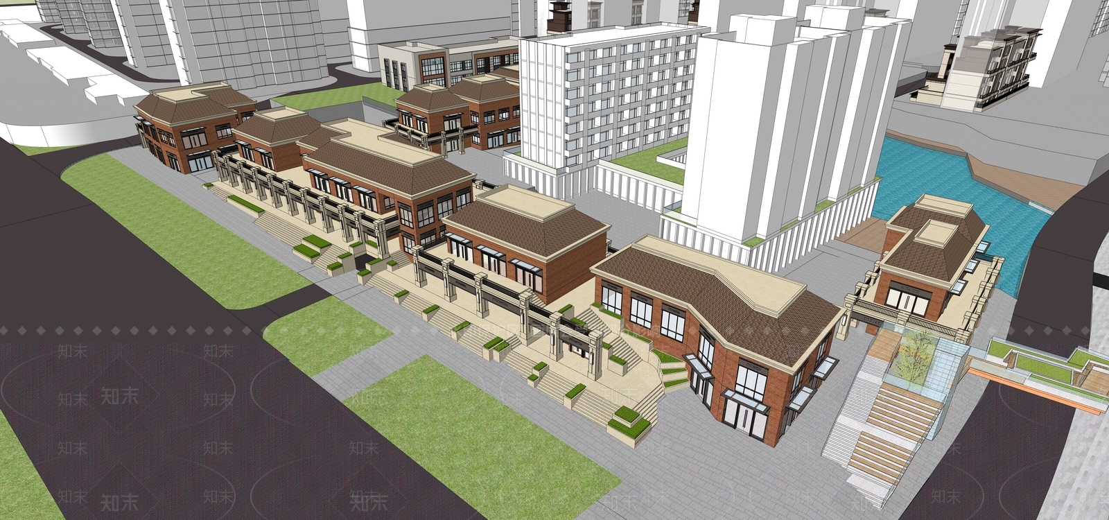 复古欧式商业街SU模型下载【ID:1202898353】