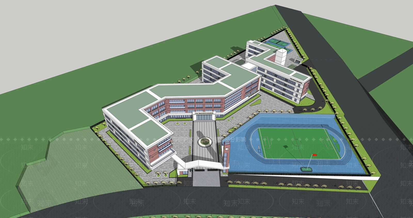 现代简约学校建筑SU模型下载【ID:1202898782】