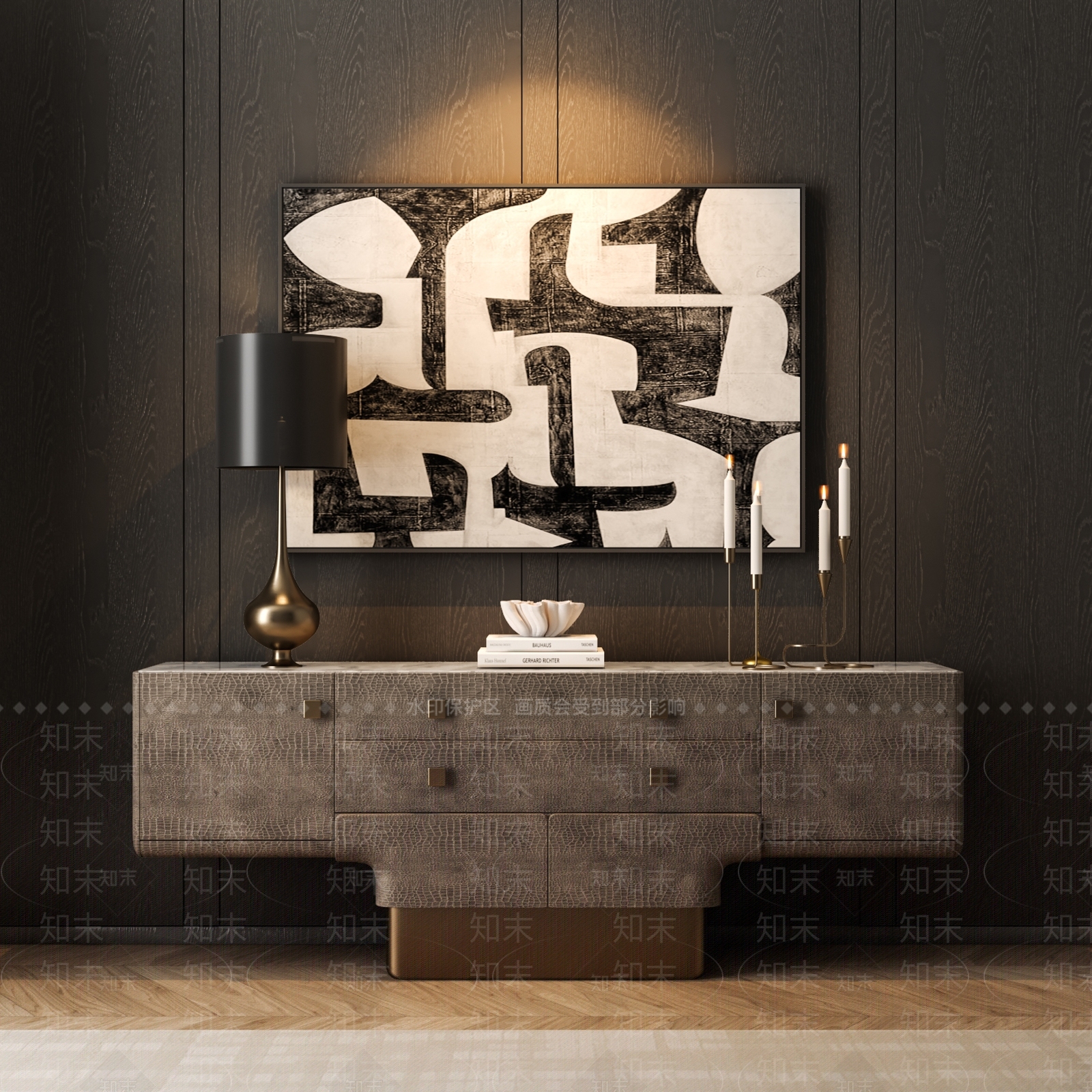 复古轻奢电视柜SU模型下载【ID:1202899016】