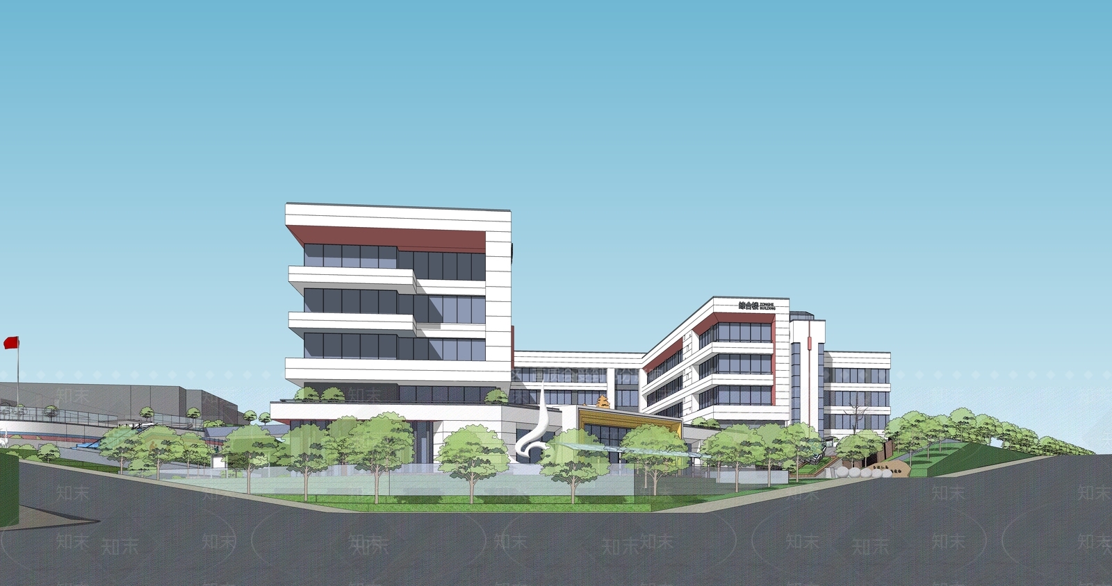 现代简约学校建筑SU模型下载【ID:1202899319】