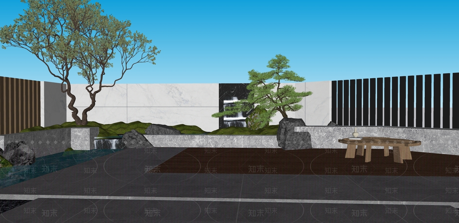 现代别墅庭院SU模型下载【ID:1202899566】