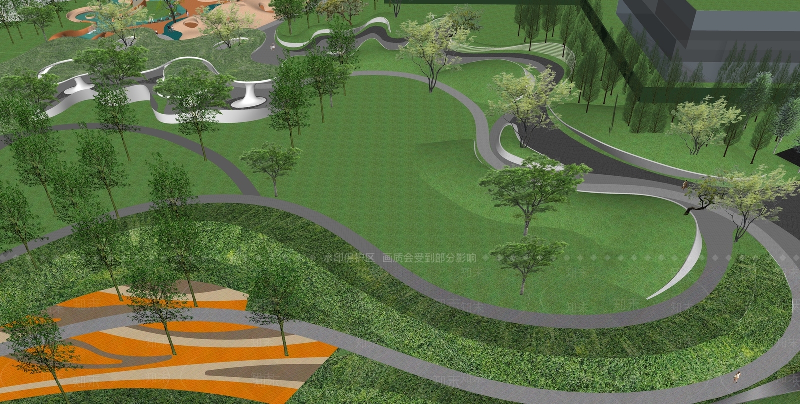 现代景观公园SU模型下载【ID:1202901479】