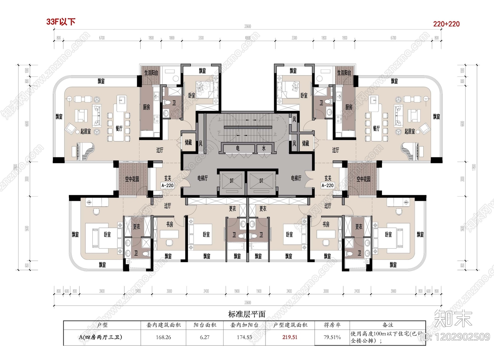 四居施工图下载【ID:1202902509】