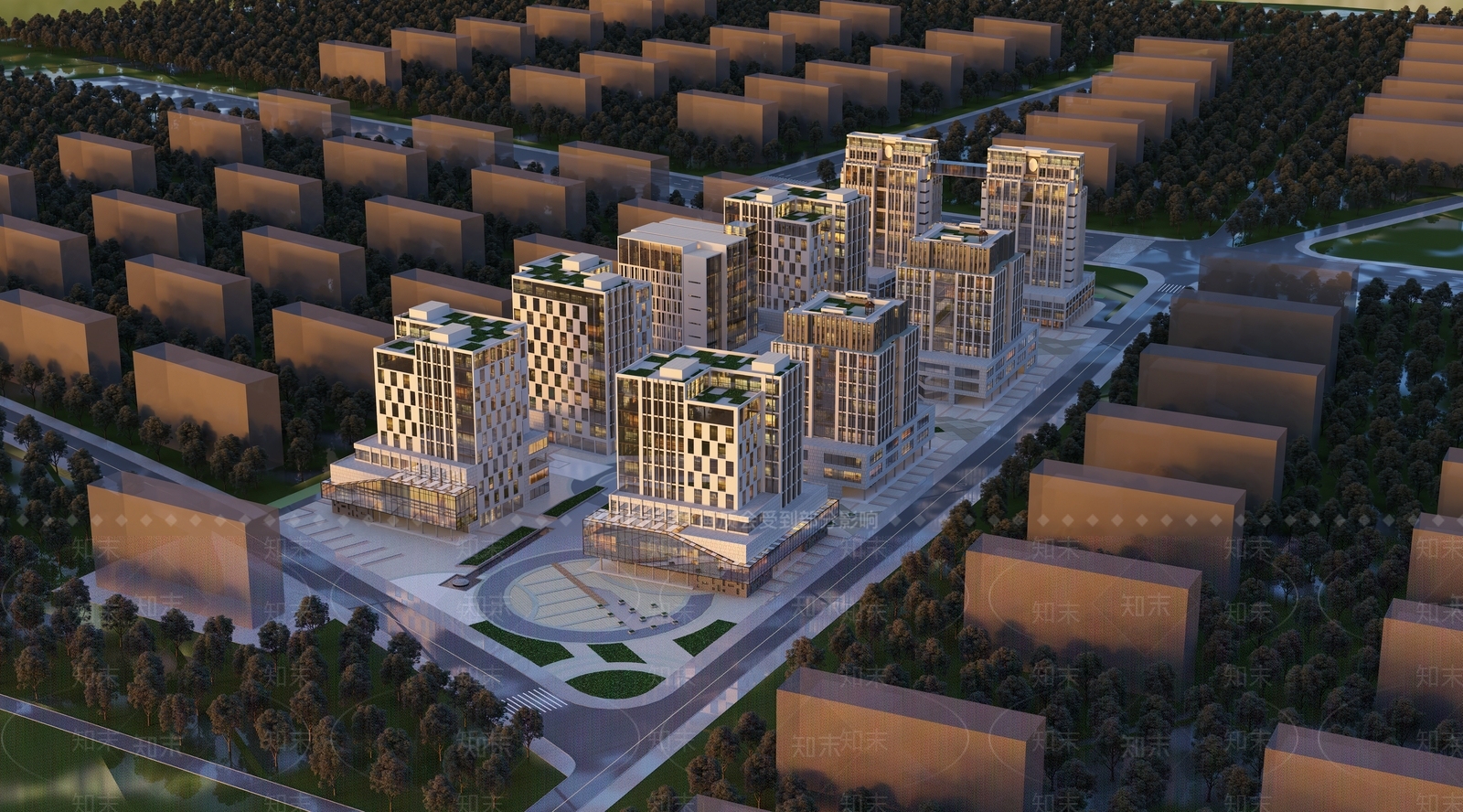 现代产业园办公楼3D模型下载【ID:1202904670】