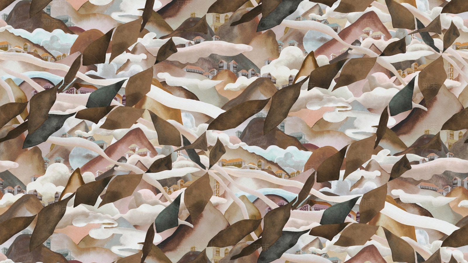 现代法式花纹壁纸贴图下载【ID:1202904681】