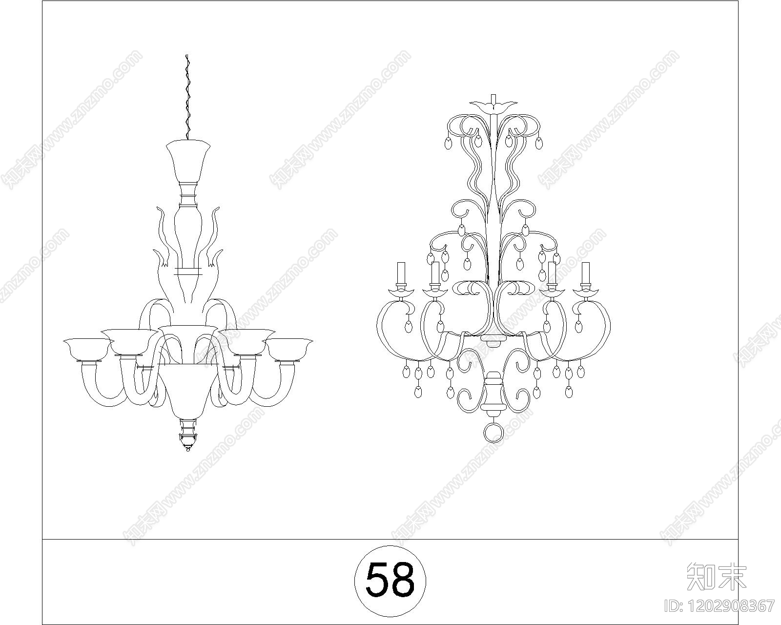现代欧式灯具图库施工图下载【ID:1202908367】