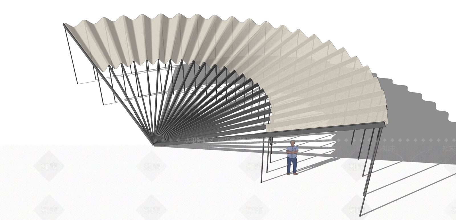 中式廊架SU模型下载【ID:1202911906】
