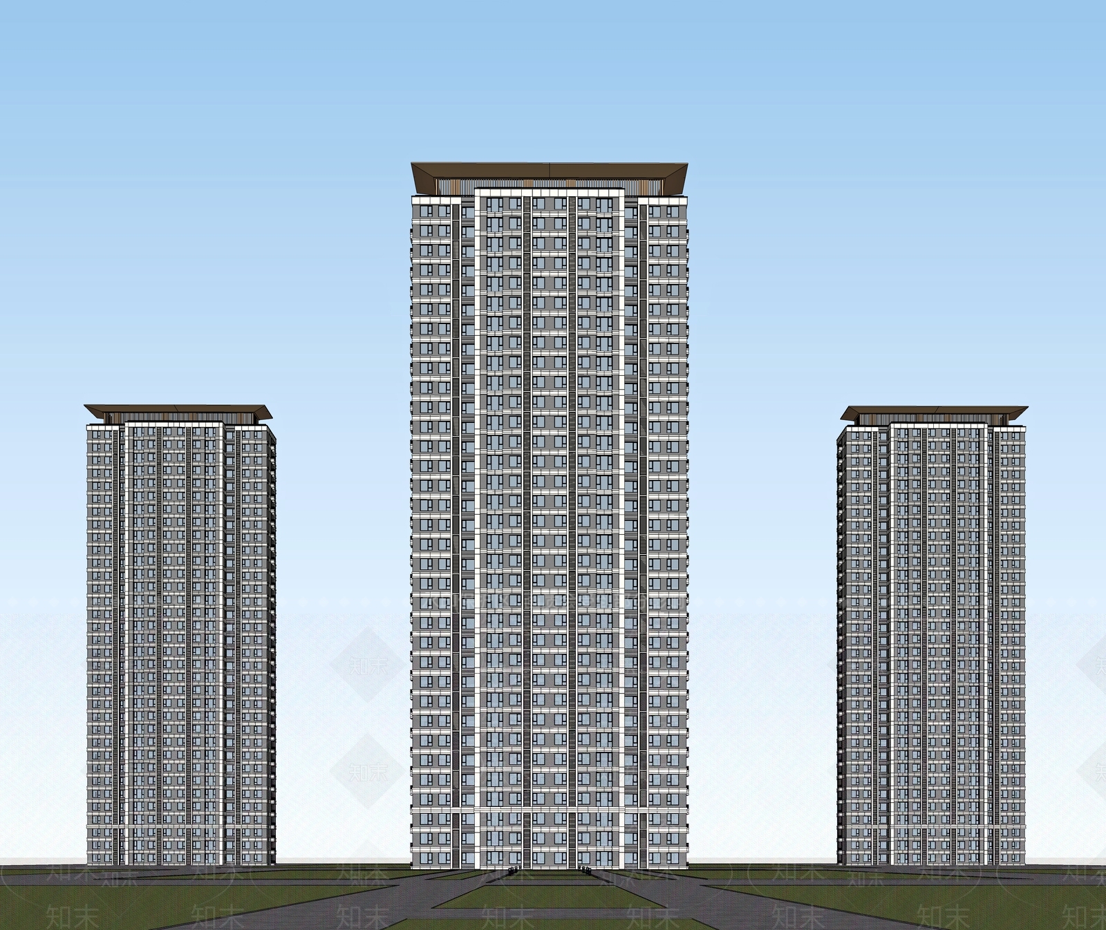现代高层住宅SU模型下载【ID:1203064156】
