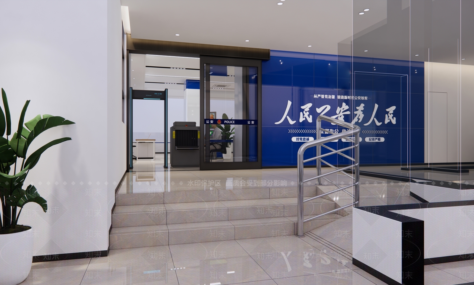 办事大厅门口SU模型下载【ID:1202918075】