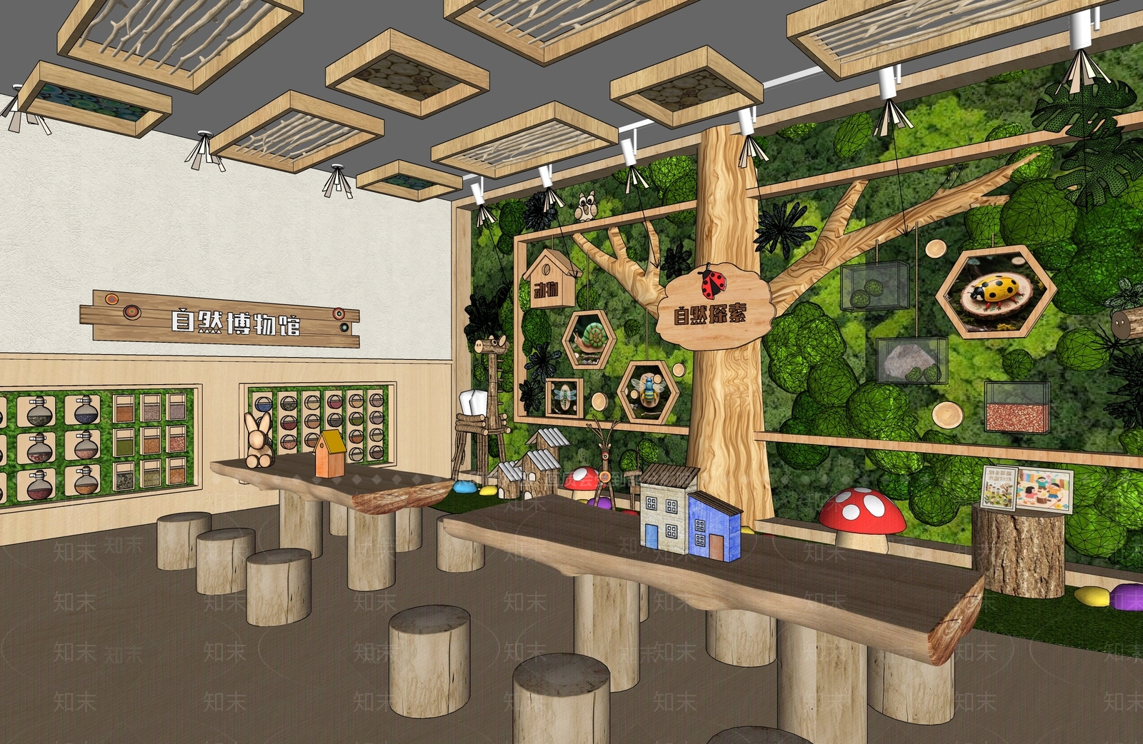 现代原木幼儿园内部SU模型下载【ID:1202918054】