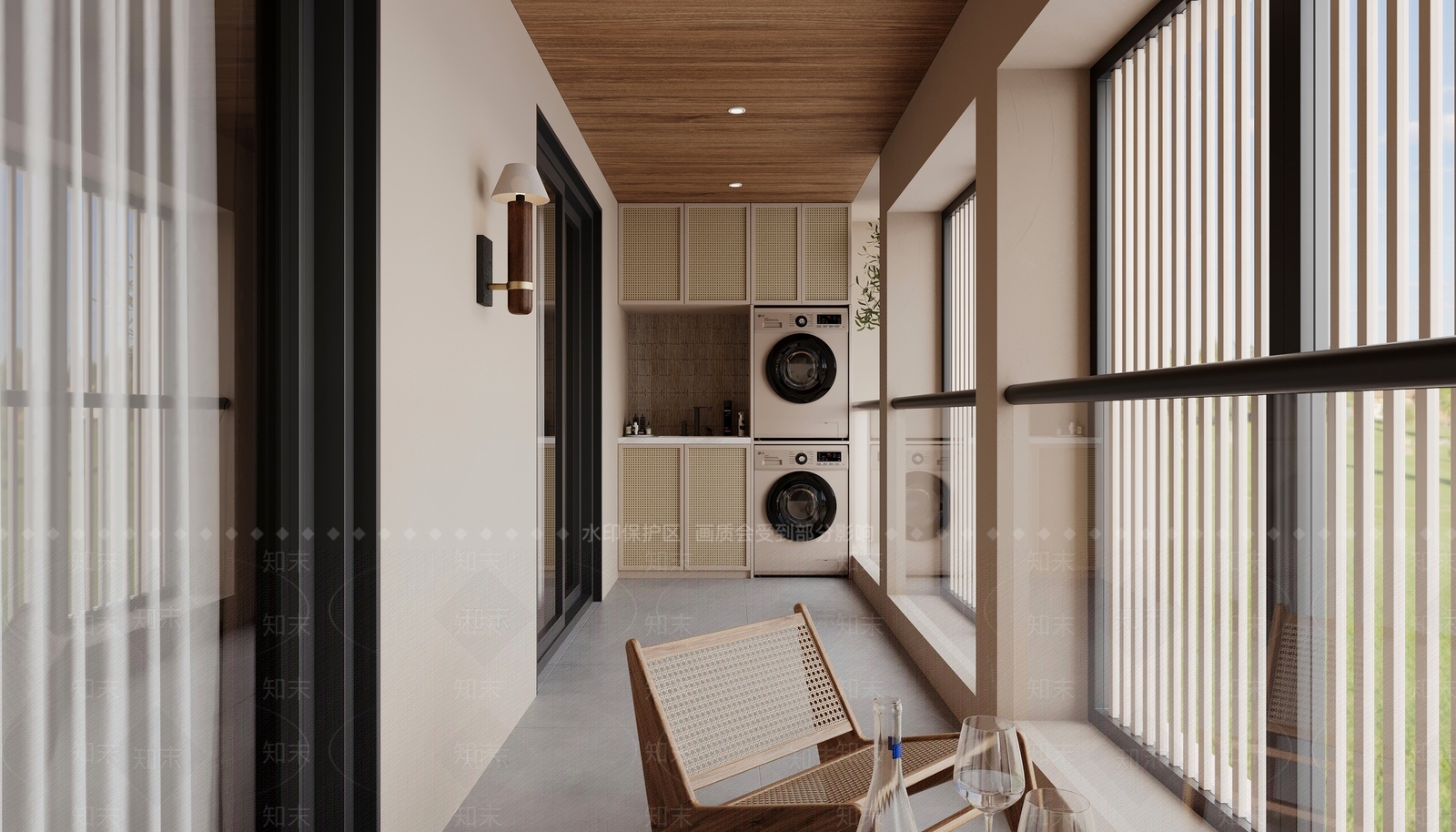 现代原木阳台3D模型下载【ID:1202918796】