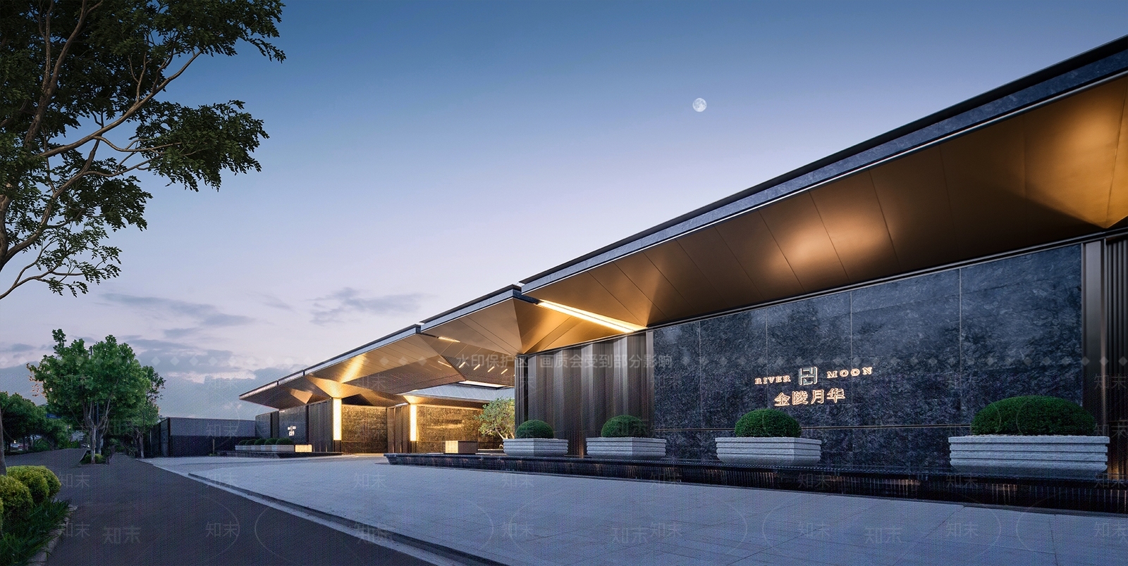 现代新中式高层住宅SU模型下载【ID:1203134956】