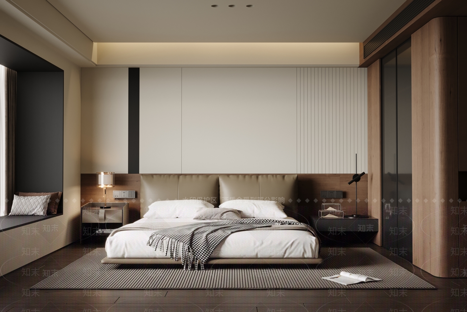 现代双人床3D模型下载【ID:1202919565】