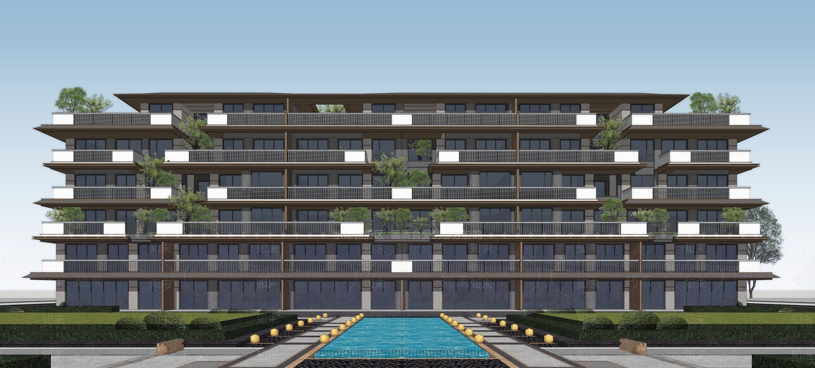 现代新中式多层住宅SU模型下载【ID:1202919906】