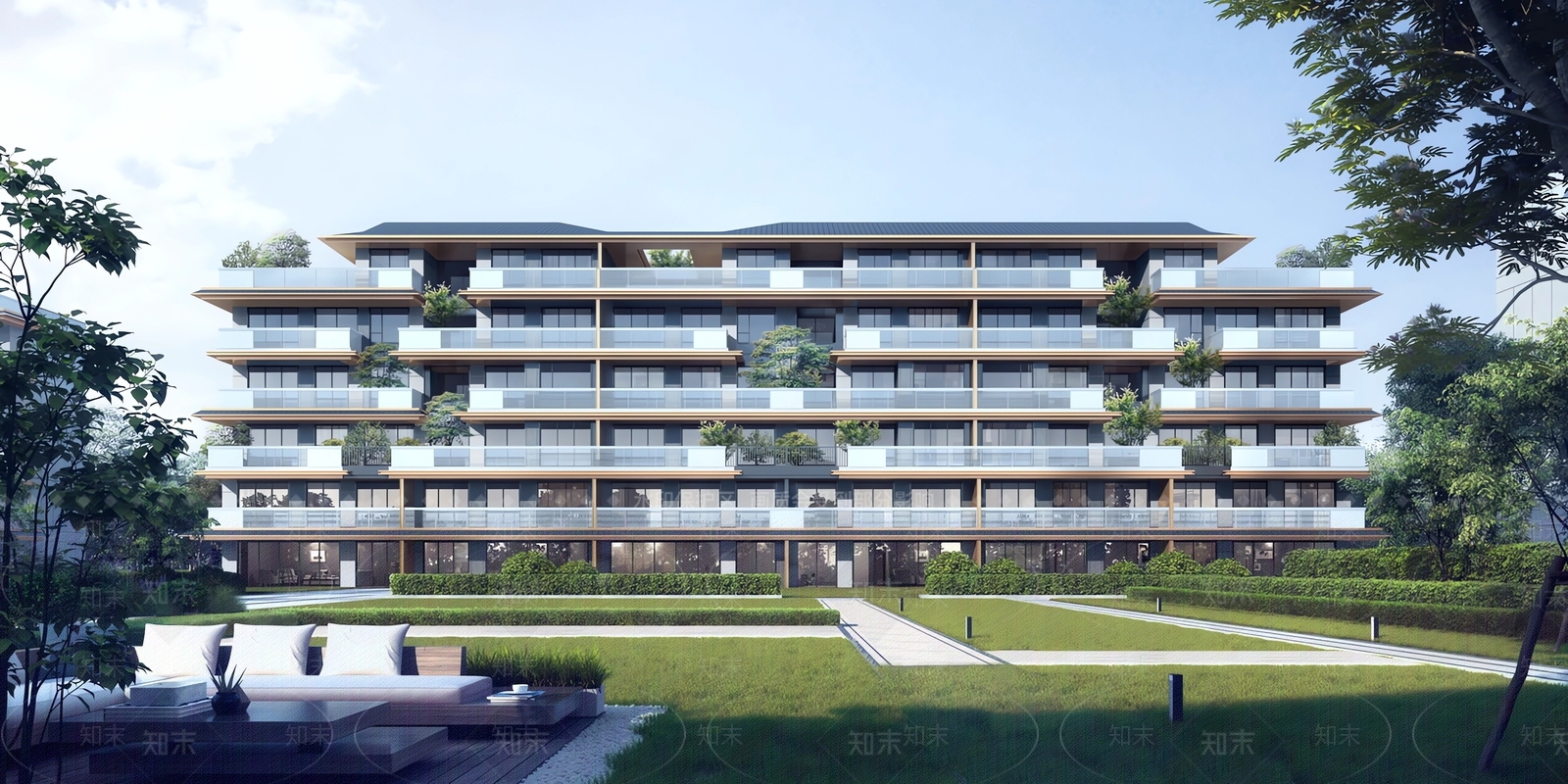 现代新中式多层住宅SU模型下载【ID:1202919906】