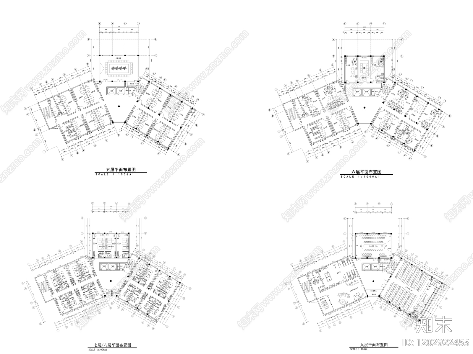 现代整体办公空间cad施工图下载【ID:1202922455】
