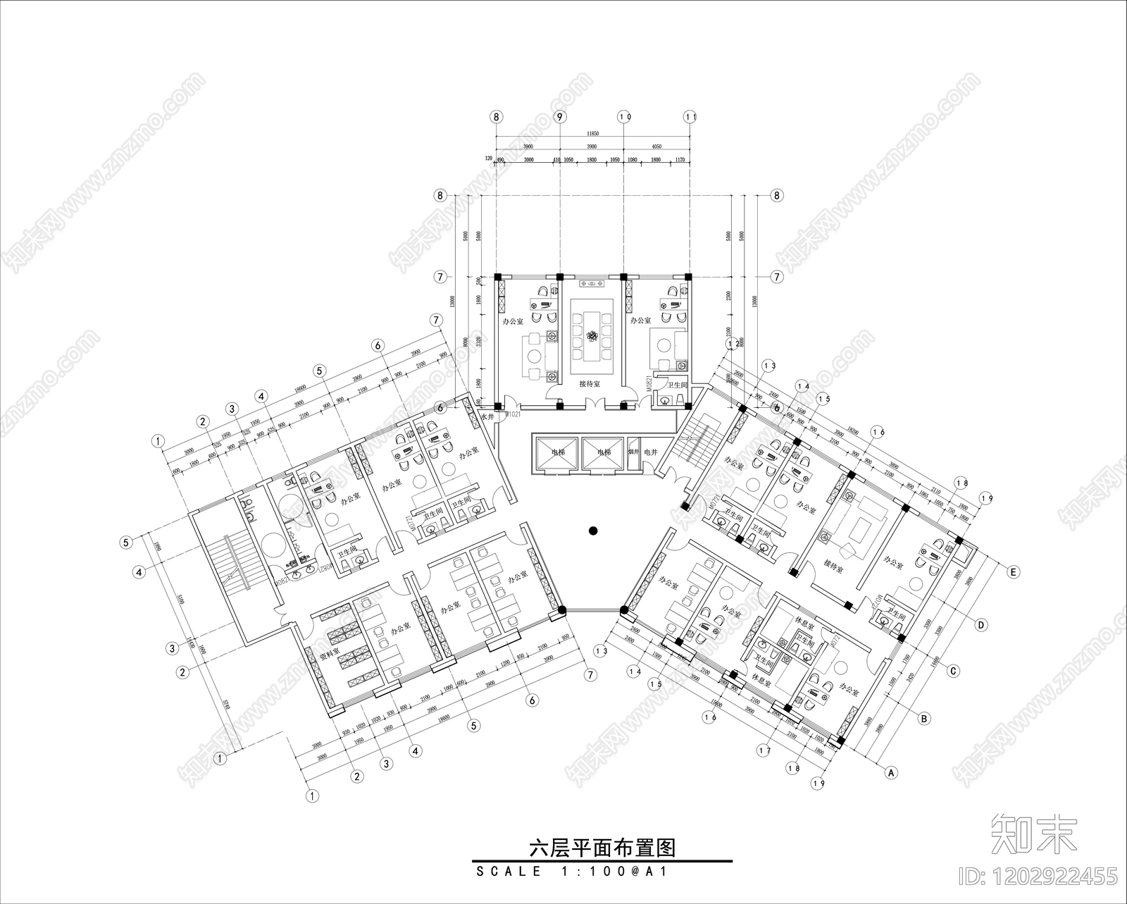 现代整体办公空间cad施工图下载【ID:1202922455】